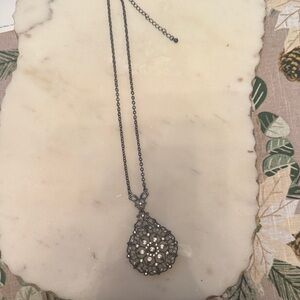 Park Lane Hematite tone Necklace with Lacey Pendant with Austrian Crystals